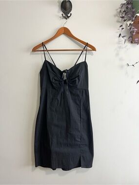 NWT Haute Monde Black Spaghetti-Strap Corset Tie Mini Dress size Large